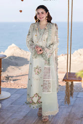 QALAMKAR - 3PC LAWN CHIKANKAARI EMBROIDERED SHIRT WITH ORGANZA EMBROIDERED DUPATTA AND TROUSER - HZG2186