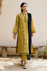 ZARA SHAH JAHAN - 3PC DHANAK EMBROIDERED SHIRT WITH DHANAK EMBROIDERED SHAWL AND TROUSER - HZG2327