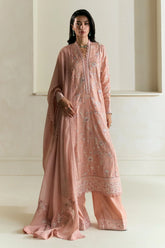 ZARA SHAH JAHAN - 3PC DHANAK EMBROIDERED SHIRT WITH DHANAK EMBROIDERED SHAWL AND TROUSER - HZG2330