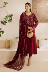 NUREH - 3PC LAWN EMBROIDERED SHIRT WITH CHIFFON EMBROIDERED DUPATTA AND TROUSER - HZG2617