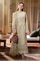 JADE - 3PC LAWN CHIKANKAARI EMBROIDERED SHIRT WITH CHIFFON PRINTED DUPATTA AND TROUSER - HZG2760