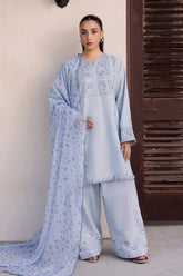 JAZMIN - 3PC LAWN EMBROIDERED SHIRT WITH MANAAR PRINTED DUPATTA AND TROUSER - HZG2971