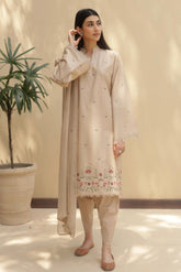 DYOT - 3PC LAWN EMBROIDERED SHIRT WITH CHIFFON DUPATTA AND TROUSER - HZG3007