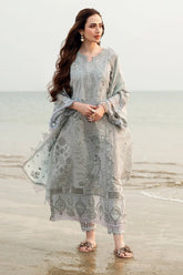 NUREH - 3PC LAWN LASERWORK EMBROIDERED SHIRT WITH KHADDI NET EMBROIDERED DUPATTA AND TROUSER - HZG2816