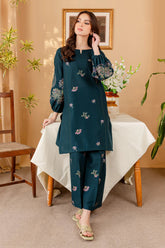 BATIK - 2PC DHANAK EMBROIDERED SHIRT WITH DHANAK EMBROIDERED TROUSER - HZG2320