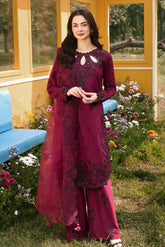 ALLYS - 3PC LAWN SEQUIN EMBROIDERED SHIRT WITH KHADDI NET EMBROIDERED DUPATTA AND TROUSER - HZG2837