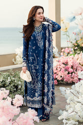 QALAMKAR - 3PC LAWN EMBROIDERED SHIRT WITH COTTON NET EMBROIDERED DUPATTA AND TROUSER - HZG2622