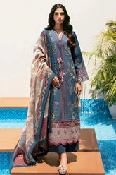 ETHNC - 3PC LAWN EMBROIDERED SHIRT WITH MANAAR PRINTED DUPATTA AND TROUSER - HZG2996