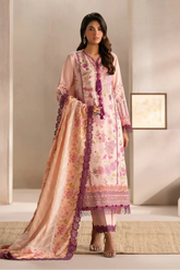 ETHNIC - 3PC LAWN EMBROIDERED SHIRT WITH MANAAR PRINTED DUPATTA AND TROUSER - HZG2211