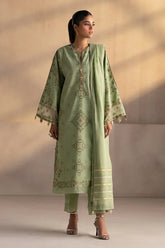ETHNIC - 3PC LAWN EMBROIDERED SHIRT WITH MANAAR PRINTED DUPATTA AND TROUSER - HZG2246