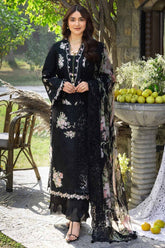 ELAF - 3PC LAWN CHIKANKAARI EMBROIDERED SHIRT WITH CHIFFON PRINTED DUPATTA AND TROUSER - HZG2829