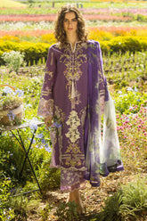 MUSHQ - 3PC DHANAK EMBROIDERED SHIRT WITH TWILL PRINTED SHAWL AND TROUSER - HZG2341