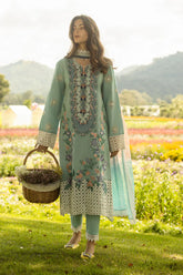 MUSHQ - 3PC LAWN EMBROIDERED SHIRT WITH CHIFFON PRINTED DUPATTA AND TROUSER - HZG2649