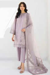 JAZMIN - 3PC LAWN EMBROIDERED SHIRT WITH ORGANZA EMBROIDERED DUPATTA AND TROUSER - HZG2863