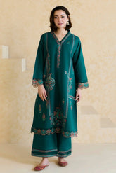 MISHKA - 2PC DHANAK EMBROIDERED SHIRT WITH DHANAK EMBROIDERED TROUSER - HZG2326