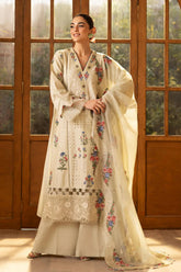 MARYAM HUSSAIN - 3PC LAWN EMBROIDERED SHIRT WITH KHADI NET EMBROIDERED DUPATTA AND TROUSER - HZG2715
