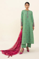 SAPPHIRE - 3PC LAWN EMBROIDERED SHIRT WITH PRINTED DUPATTA AND TROUSER - HZG3008