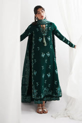 ZAIB - 3PC LAWN EMBROIDERED SHIRT WITH KHADDI NET EMBROIDERED DUPATTA AND TROUSER - HZG2824