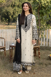 QALAMKAR - 3PC LAWN EMBROIDERED SHIRT WITH CHIFFON EMBROIDERED DUPATTA AND TROUSER - HZG2230