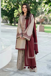 JAZMIN - 3PC LAWN EMBROIDERED SHIRT WITH MANAAR PRINTED DUPATTA AND TROUSER - HZG2780