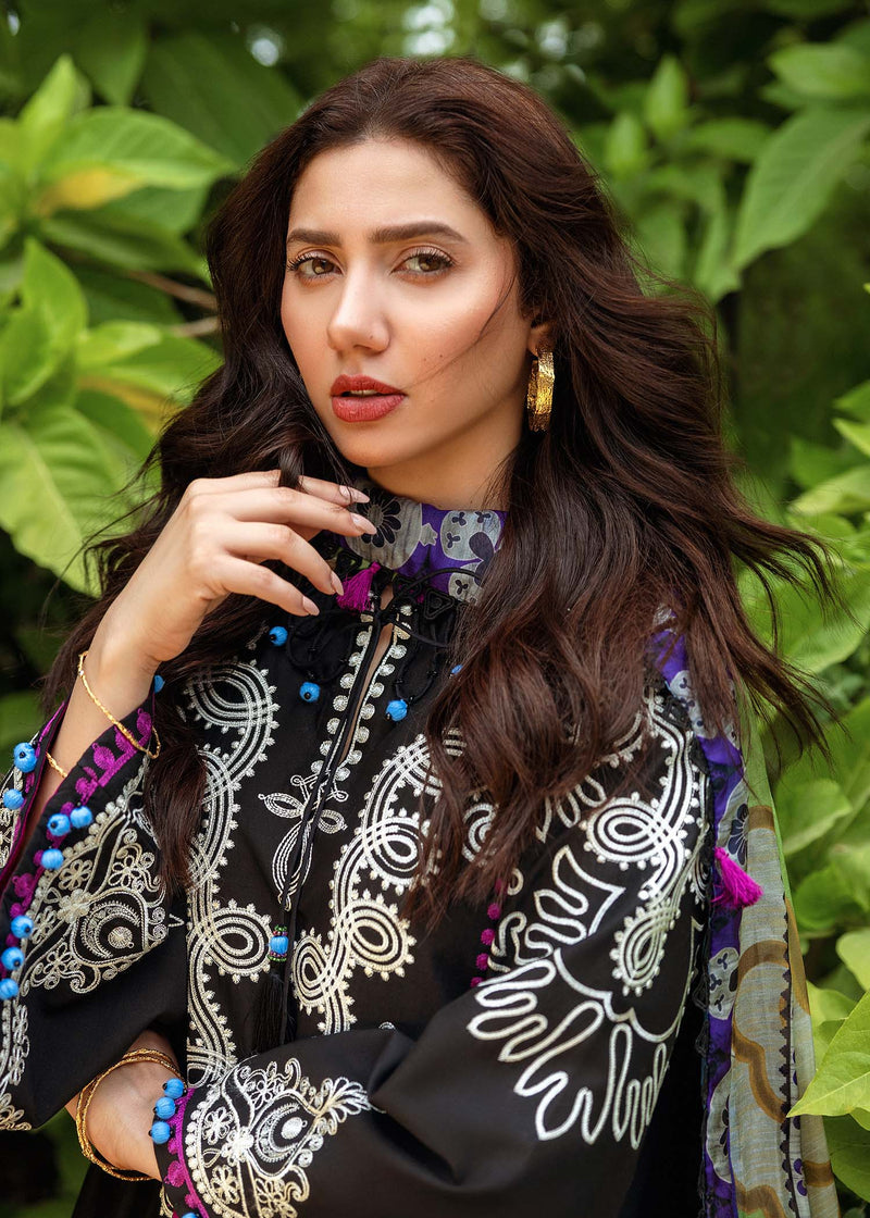 SIRA - 3PC LAWN EMBROIDERED SHIRT WITH MANAAR PRINTED DUPATTA AND TROUSER - HZG1728