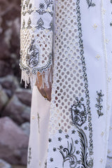 QALAMKAR - 3PC LAWN SEQUIN CHIKANKAARI EMBROIDERED SHIRT WITH COTTON NET SEQUIN EMBROIDERED DUPATTA AND TROUSER - HZG2215