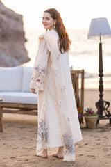 QALAMKAR - 3PC LAWN EMBROIDERED SHIRT WITH ORGANZA CUTWORK EMBROIDERED DUPATTA AND TROUSER - HZG2788