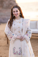 QALAMKAR - 3PC LAWN EMBROIDERED SHIRT WITH ORGANZA CUTWORK EMBROIDERED DUPATTA AND TROUSER - HZG2788