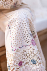 QALAMKAR - 3PC LAWN EMBROIDERED SHIRT WITH ORGANZA CUTWORK EMBROIDERED DUPATTA AND TROUSER - HZG2623