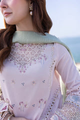 QALAMKAR - 3PC LAWN CHIKANKAARI EMBROIDERED SHIRT WITH ORGANZA EMBROIDERED DUPATTA AND TROUSER - HZG2264