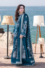QALAMKAR - 3PC DHANAK SEQUIN EMBROIDERED SHIRT WITH CHIFFON EMBROIDERED DUPATTA AND TROUSER - HZG1740