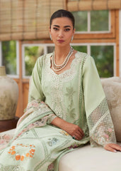 CRIMSON - 3PC LAWN CHIKANKAARI EMBROIDERED SHIRT WITH CHIFFON PRINTED DUPATTA AND TROUSER - HZG2772