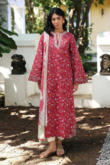 QALAMKAR - 3PC LAWN PRINTED SHIRT WITH SILK PRINTED DUPATTA AND TROUSER - HZG2921