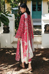 QALAMKAR - 3PC LAWN PRINTED SHIRT WITH SILK PRINTED DUPATTA AND TROUSER - HZG2921