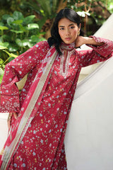 QALAMKAR - 3PC LAWN PRINTED SHIRT WITH SILK PRINTED DUPATTA AND TROUSER - HZG2921
