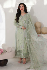 QALAMKAR - 3PC LAWN EMBROIDERED SHIRT WITH CHIFFON PRINTED DUPATTA AND TROUSER - HZG2806