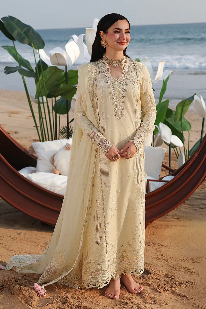 QALAMKAR - 3PC LAWN CHIKANKAARI EMBROIDERED SHIRT WITH CHIFFON EMBROIDERED DUPATTA AND TROUSER - HZG2626