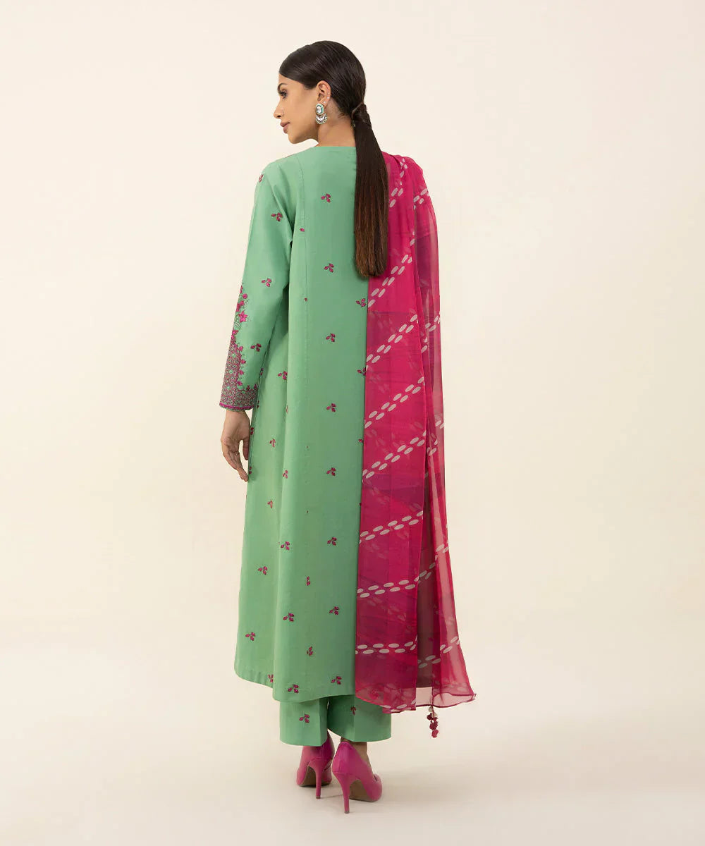 SAPPHIRE - 3PC CAMBRIC EMBROIDERED SHIRT WITH PRINTED DUPATTA AND TROUSER - HZG1725