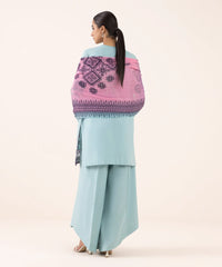 SAPPHIRE - 3PC DHANAK EMBROIDERED SHIRT WITH TWILL PRINTED SHAWL AND TROUSER - HZU2489