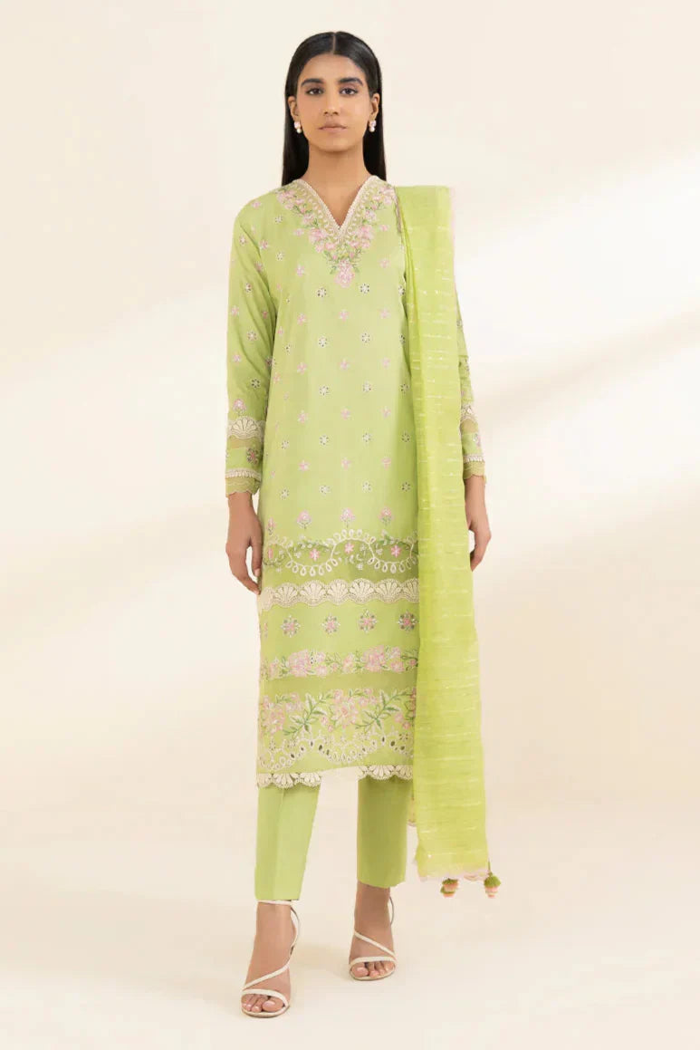 SAPPHIRE - 3PC LAWN EMBROIDERED SHIRT WITH DIAMOND DUPATTA AND TROUSER - HZG2074