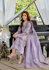 ELAF - 3PC LAWN LASERWORK EMBROIDERED SHIRT WITH KHADDI NET EMBROIDERED DUPATTA AND TROUSER - HZG2850