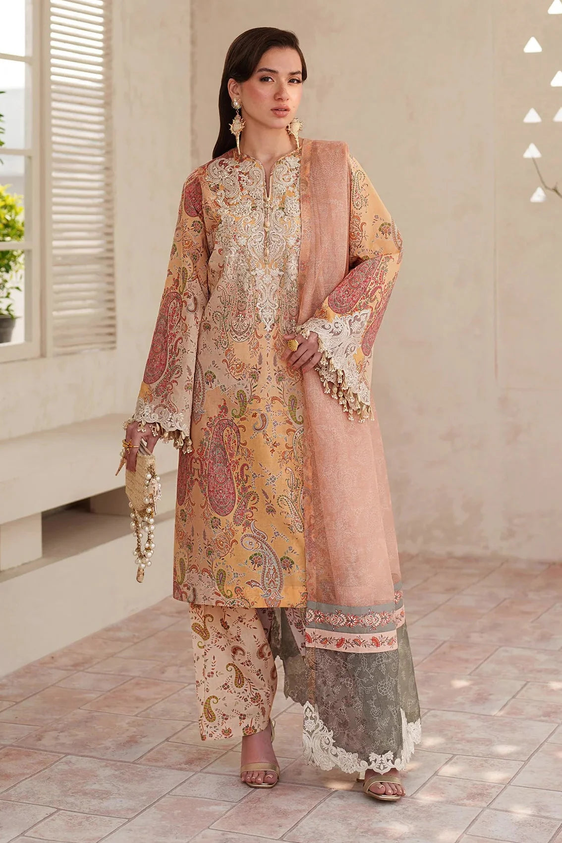 BAROQUE - 3PC LAWN PRINTED SHIRT WITH SILK PRINTED DUPATTA AND TROUSER - HZG2932