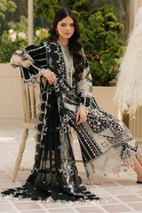 BIN ILYAAS - 3PC LAWN EMBROIDERED SHIRT WITH KHADDI NET EMBROIDERED DUPATTA AND TROUSER - HZG2813