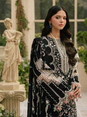 BIN ILYAAS - 3PC LAWN EMBROIDERED SHIRT WITH KHADDI NET EMBROIDERED DUPATTA AND TROUSER - HZG2813
