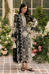 BIN ILYAAS - 3PC LAWN EMBROIDERED SHIRT WITH KHADDI NET EMBROIDERED DUPATTA AND TROUSER - HZG2813