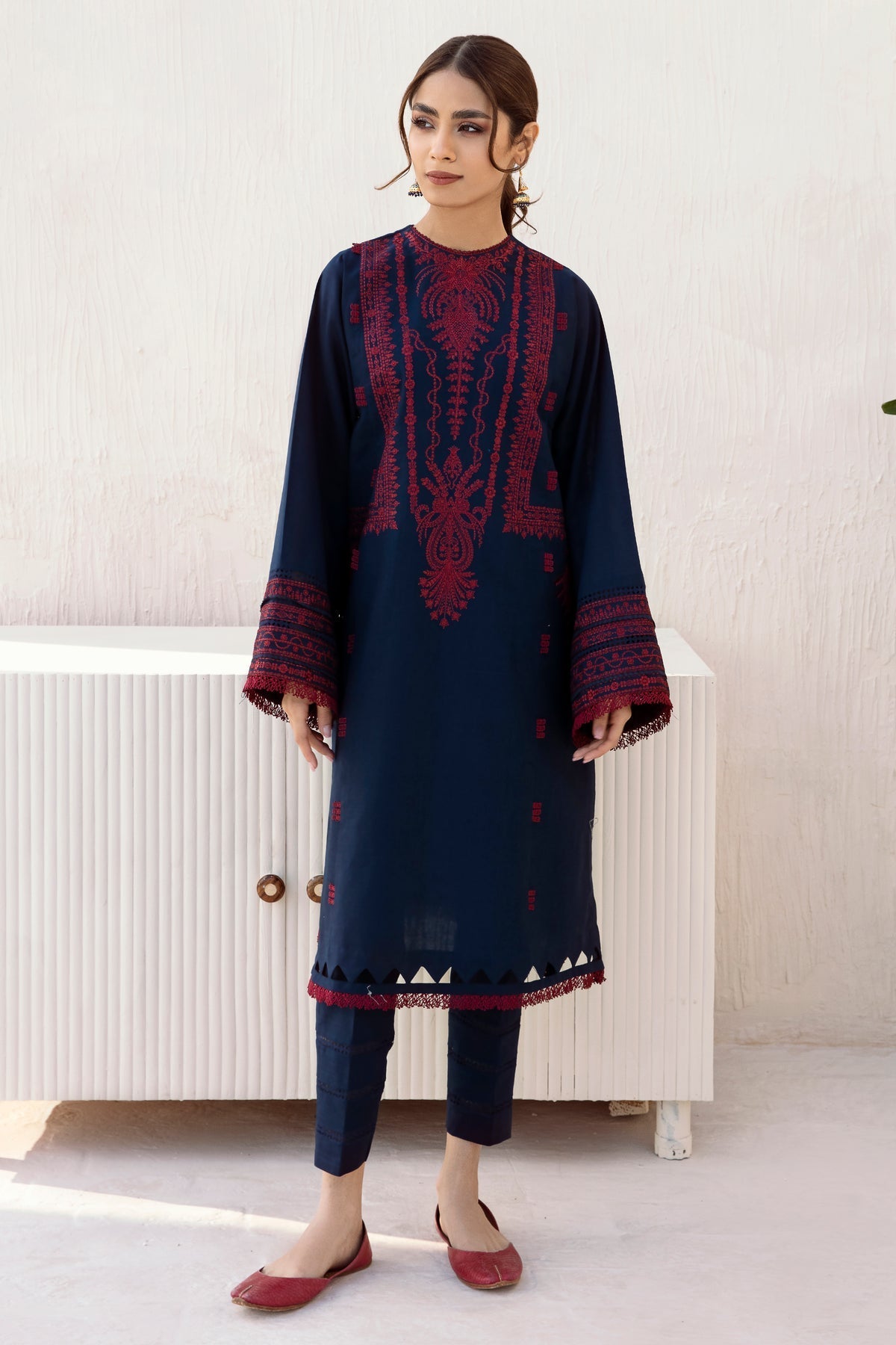 JAZMIN - 3PC DHANAK EMBROIDERED SHIRT WITH Dhanak SHAWL AND TROUSER - HZG1300