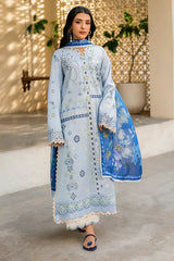 QALAMKAR - 3PC LAWN EMBROIDERED SHIRT WITH CHIFFON PRINTED DUPATTA AND TROUSER - HZG2730