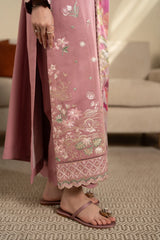NEESHAY - 3PC DHANAK EMBROIDERED SHIRT WITH TWILL PRINTED SHAWL AND TROUSER - HZG3108