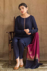 AISLING - 3PC DHANAK EMBROIDERED SHIRT WITH PRINTED TWIL SHAWL - HZG1331