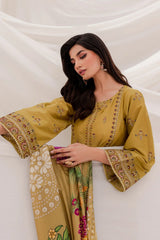 BATIK - 3PC LAWN EMBROIDERED SHIRT WITH MANAAR PRINTED DUPATTA & TROUSER - HZG1244
